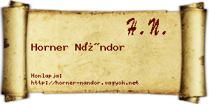 Horner Nándor névjegykártya